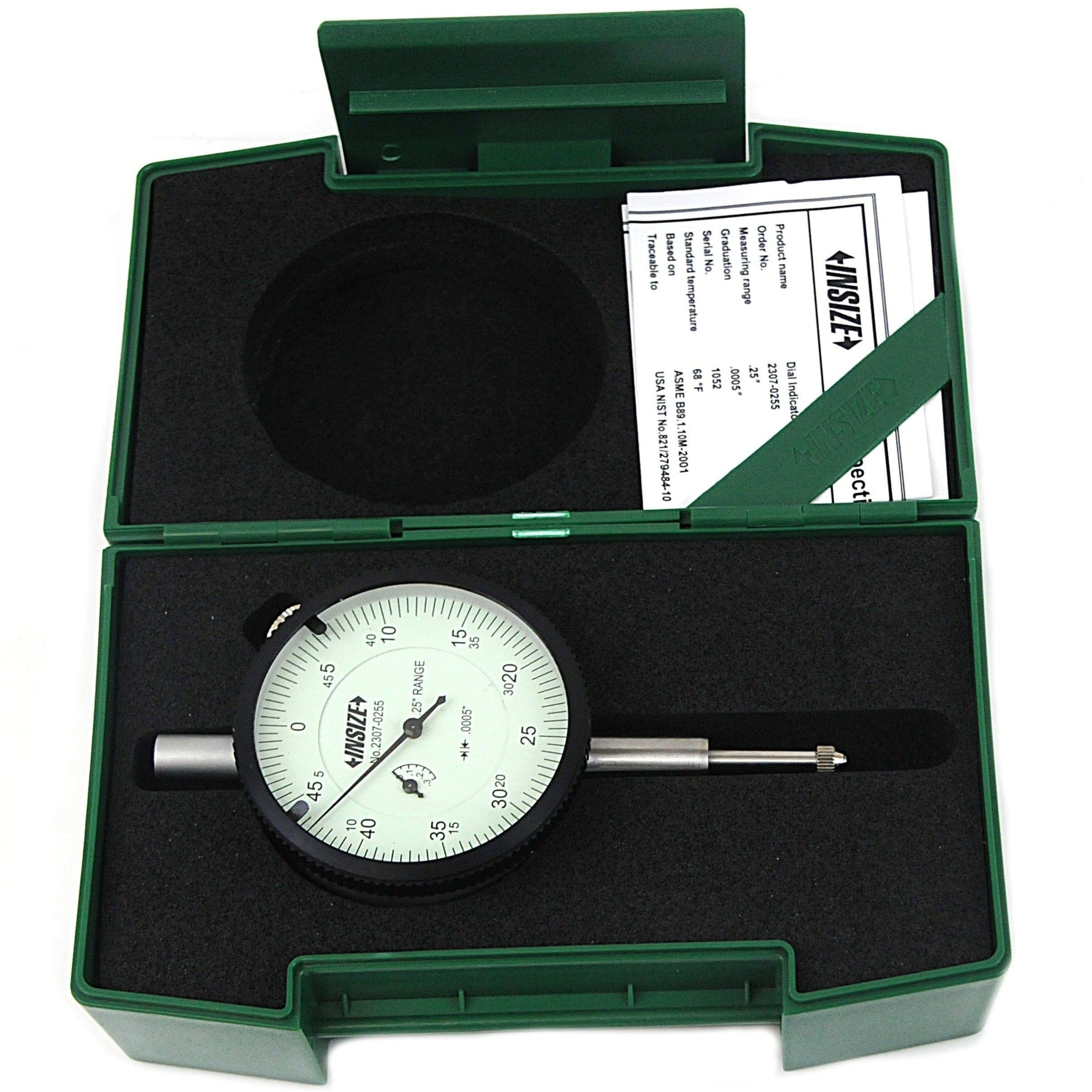 Insize Imperial Lug Back Dial Indicator 0.25" Range Series 2307-0255-0
