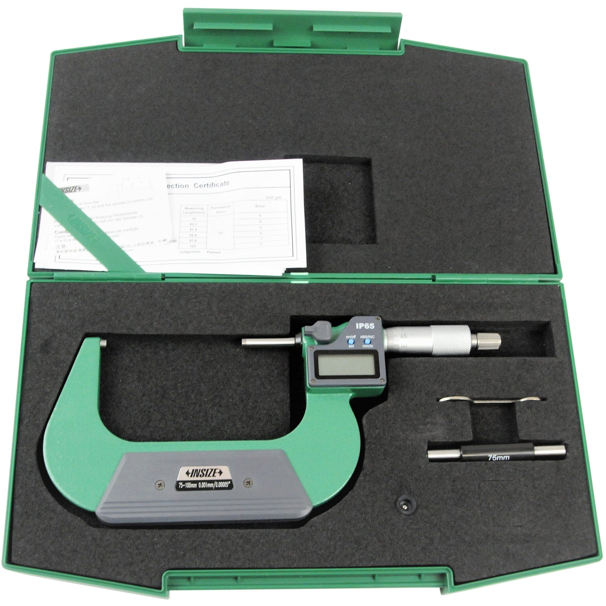 Insize IP65 Digital Outside Micrometer 75-100mm / 3"-4" Range Series 3108-100A-0