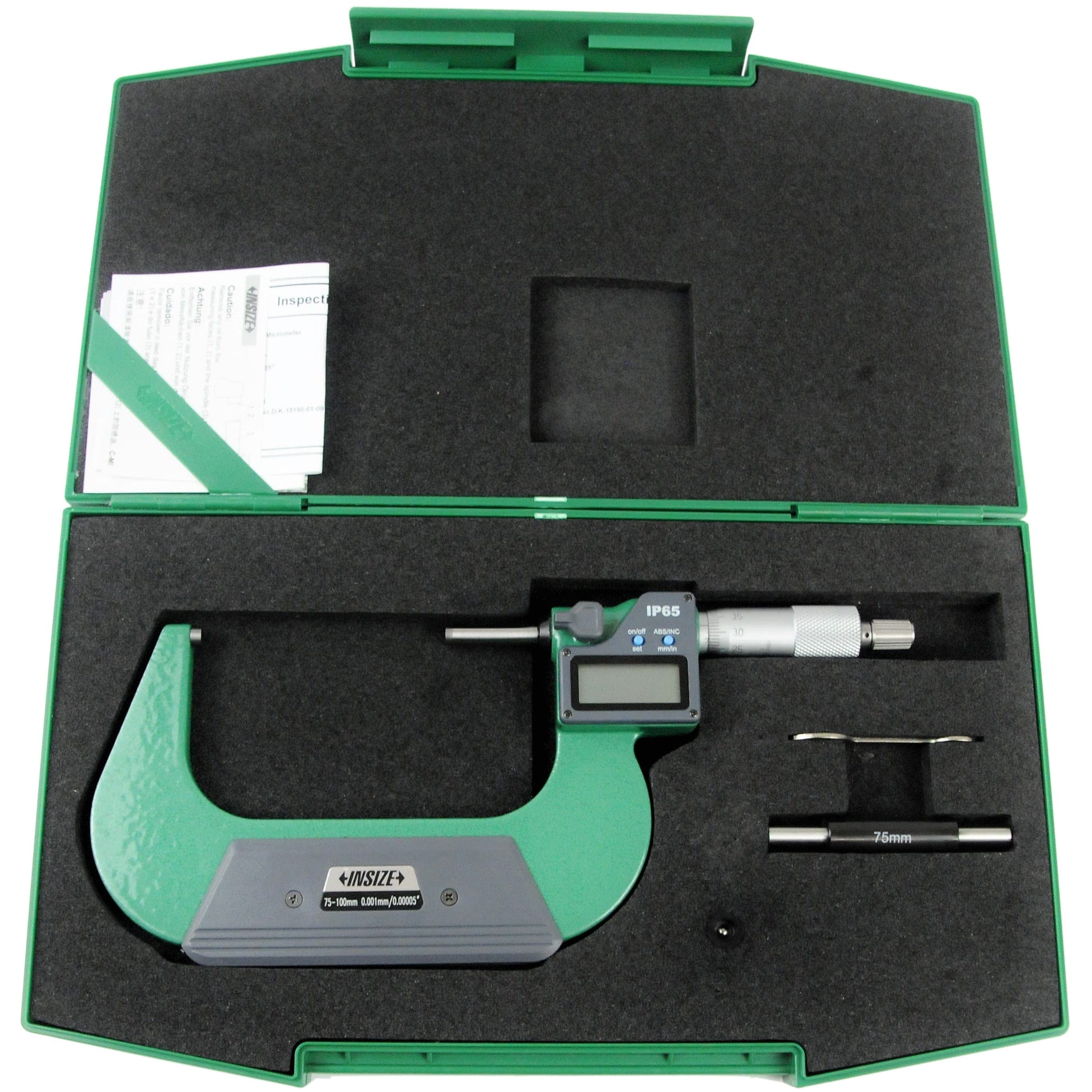 Insize IP65 Digital Outside Micrometer 75-100mm / 4-5"Range Series 3101-100A-0