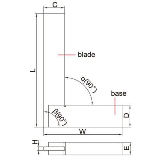 Insize Machinist Square 90° Square 500x300mm Series 4707-500-1