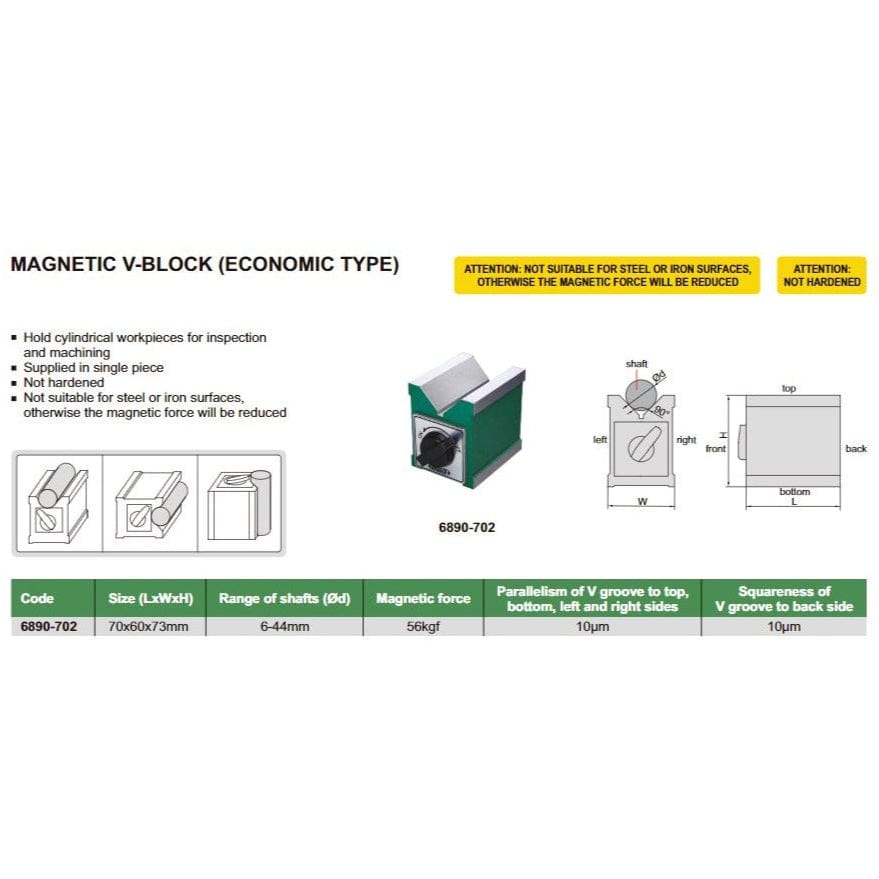 Insize Magnetic V-Block 70x60x73mm Series 6890-702-2