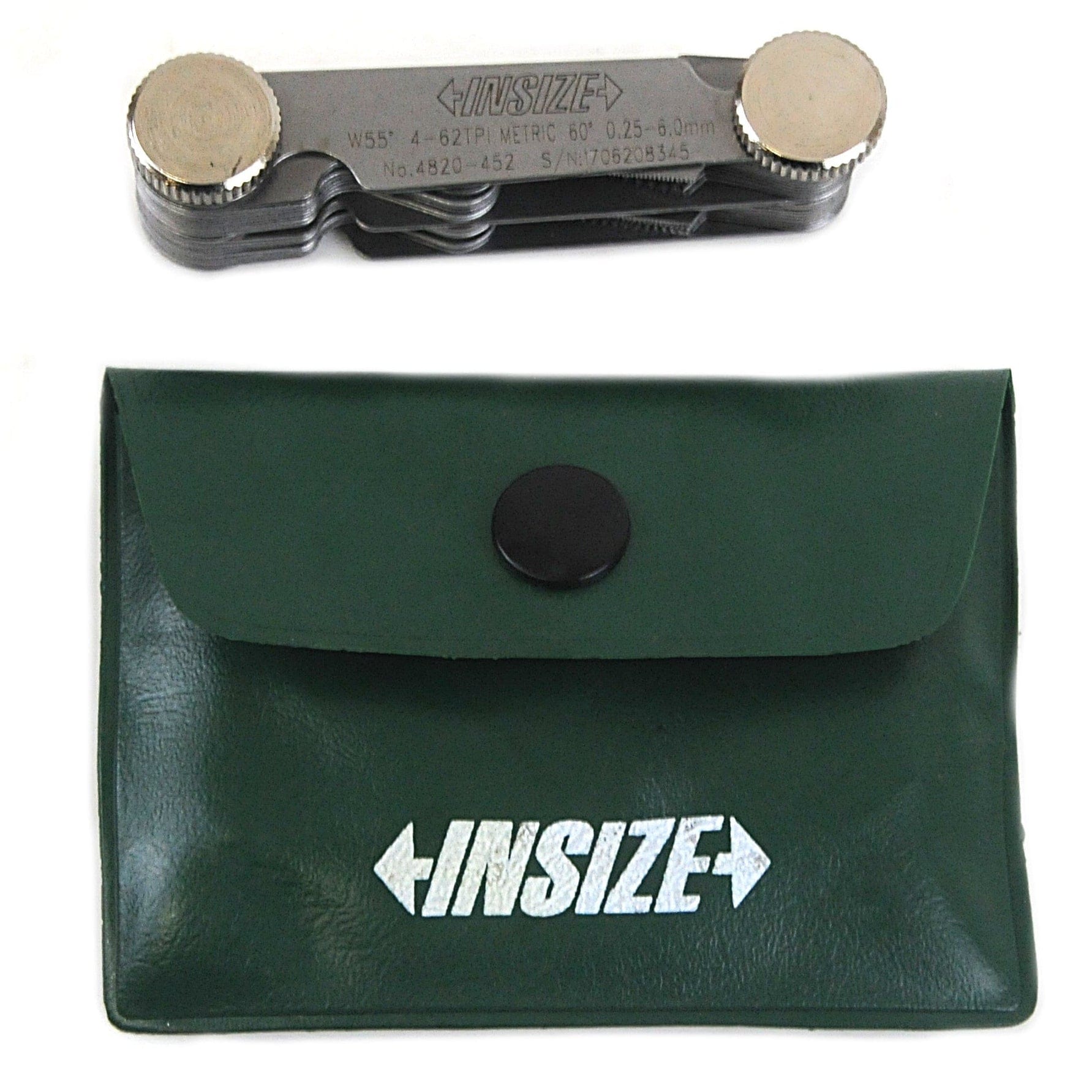 Insize Metric 60° & Whitworth 55° Screw Pitch Gauge 0.25-6mm/4-62TPI Range Series 4820-452-3