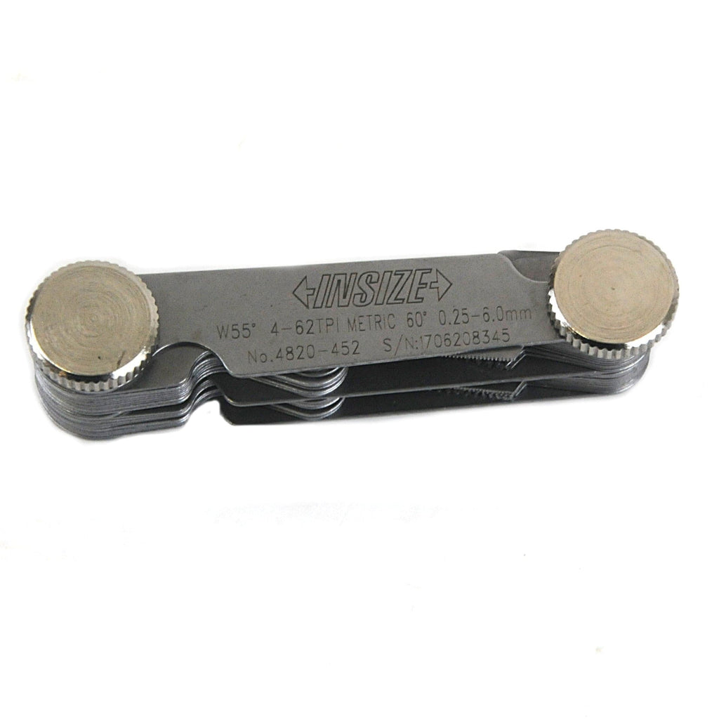 Insize Metric 60° & Whitworth 55° Screw Pitch Gauge 0.25-6mm/4-62TPI Range Series 4820-452-1
