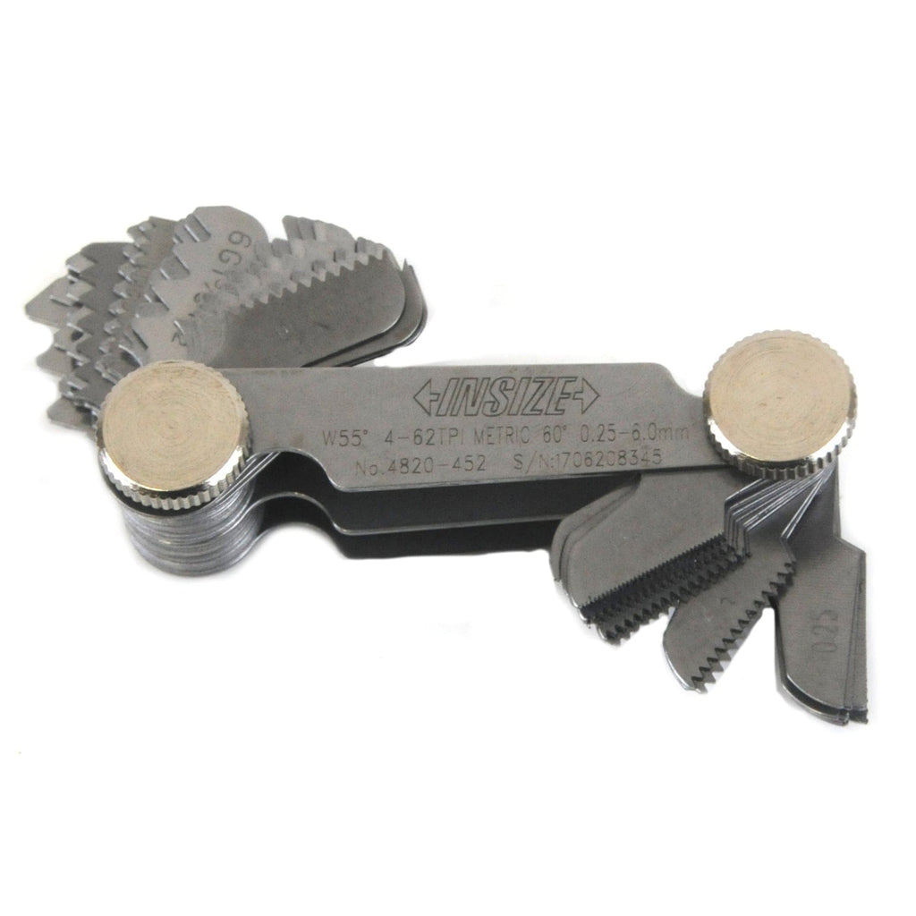 Insize Metric 60° & Whitworth 55° Screw Pitch Gauge 0.25-6mm/4-62TPI Range Series 4820-452-0