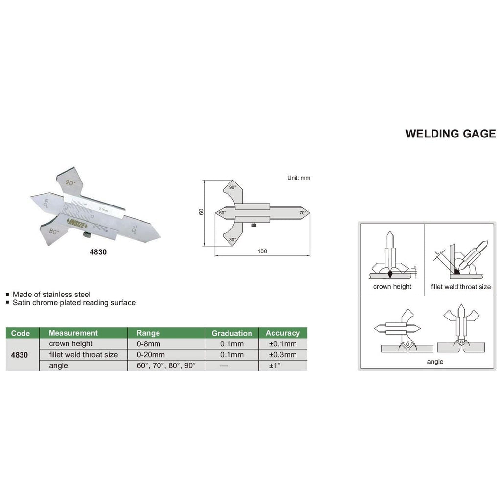Insize Metric Welding Gauge Series 4830-4