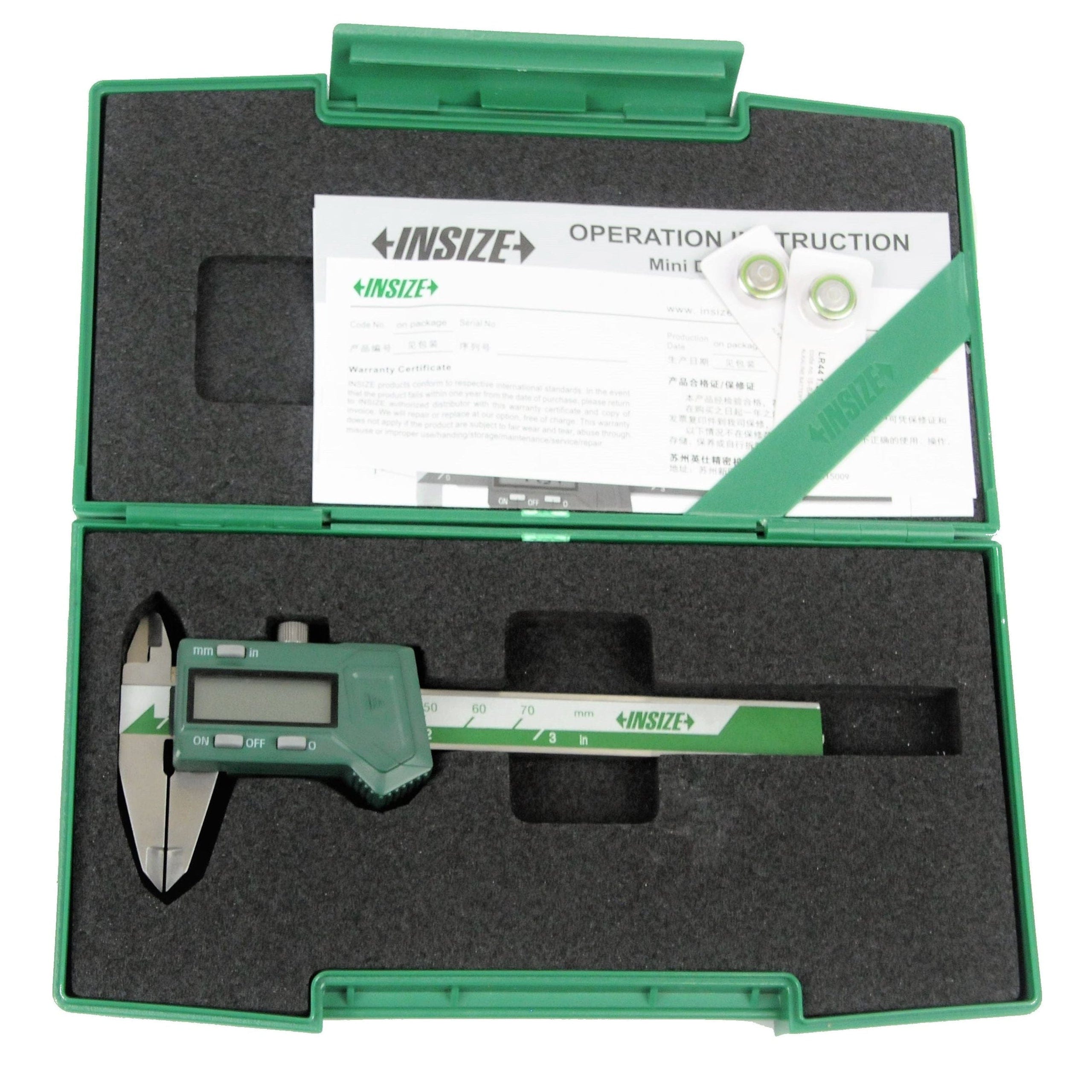 Insize Mini Digital Caliper 0-75mm/0-3" Range Series 1111-75A-0