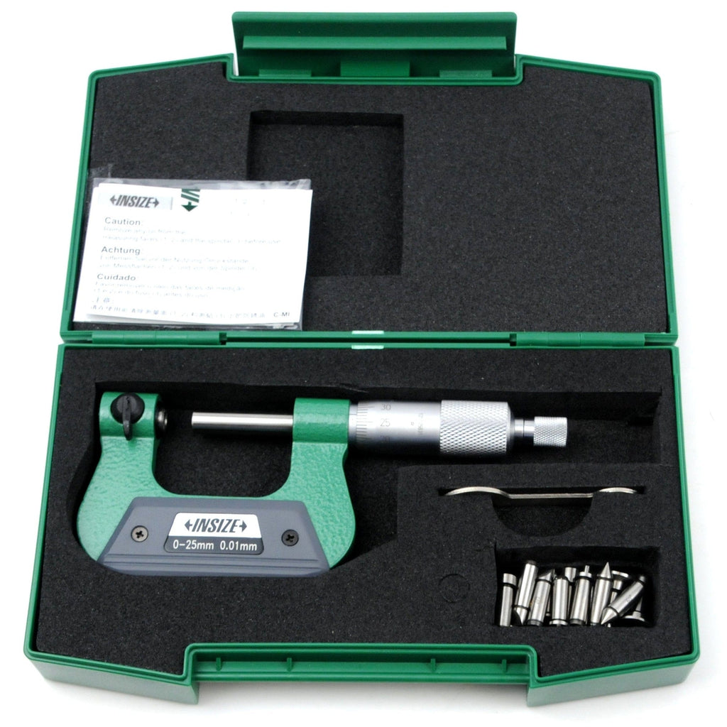 Insize Non-Rotating Micrometer with Anvil/spindle tips 0-25mm Range Series 3280-25A-0