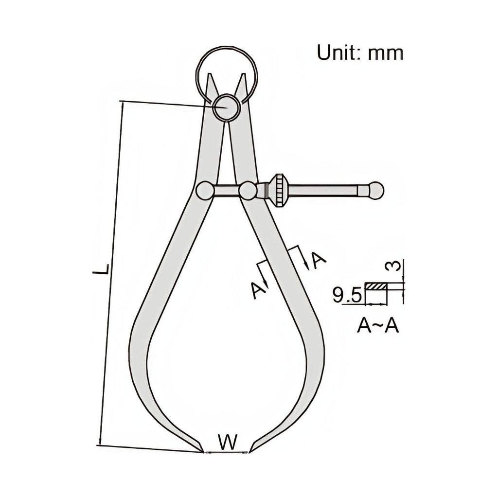 Insize Outside Spring Caliper 0-140mm Range Series 7262-150-3