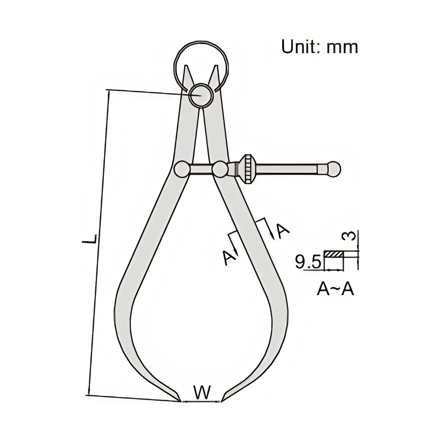 Insize Outside Spring Caliper 0-270mm Range Series 7262-250-3