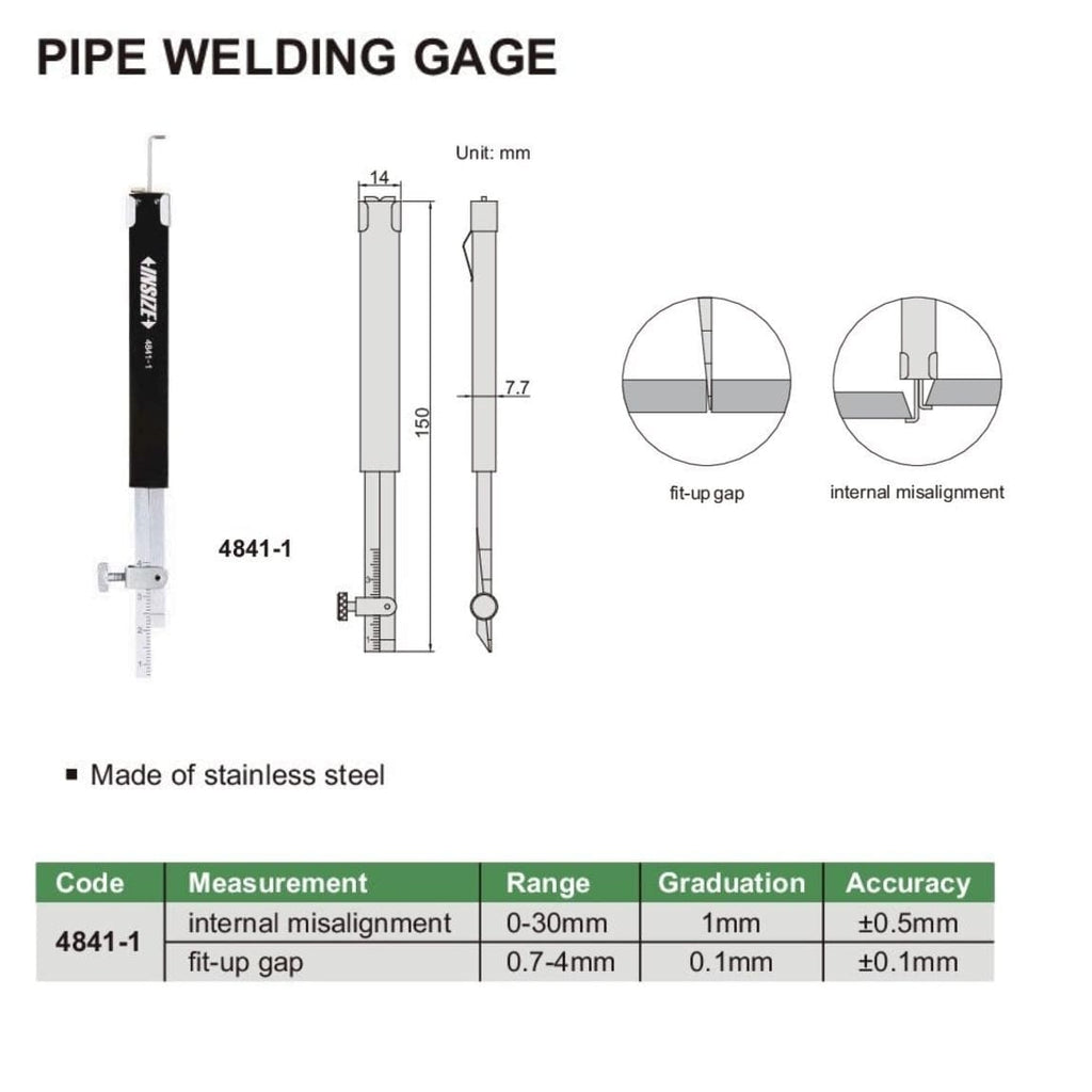 Insize Pipe Welding Gauge Range Series 4841-1-1