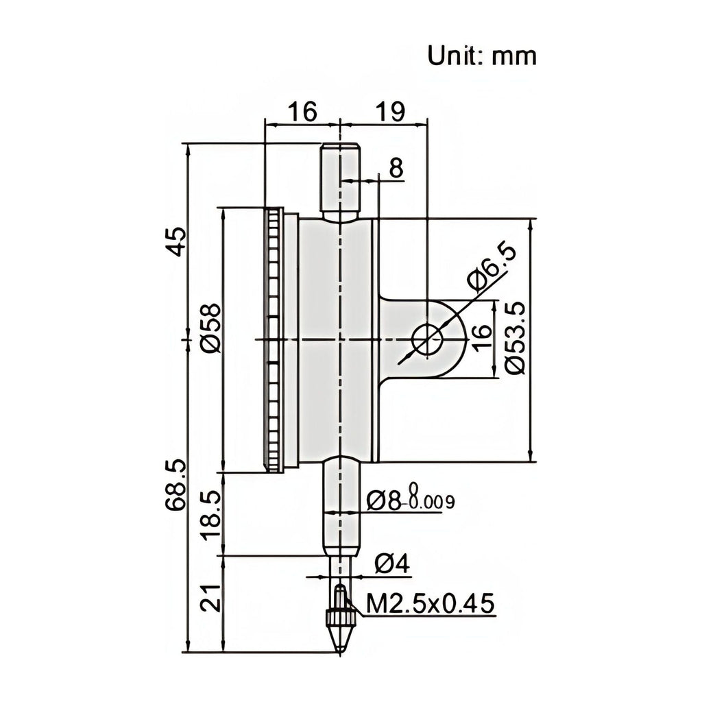 Insize Shockproof Dial Indicator 5mm Range Series 2314-5A-3