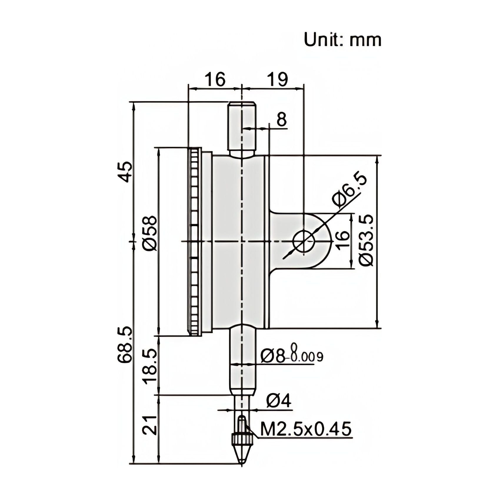 Insize Shockproof Dial Indicator 5mm Range Series 2314-5A-3