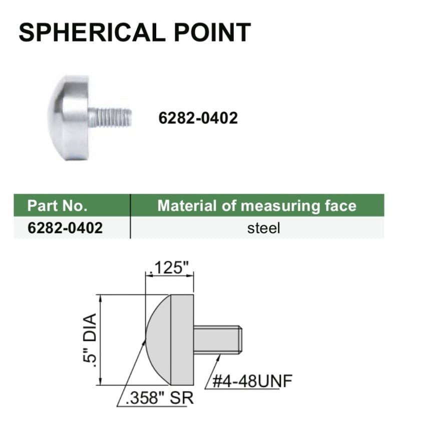 Insize Spherical Point 0.125" Range Series 6282-0402-2