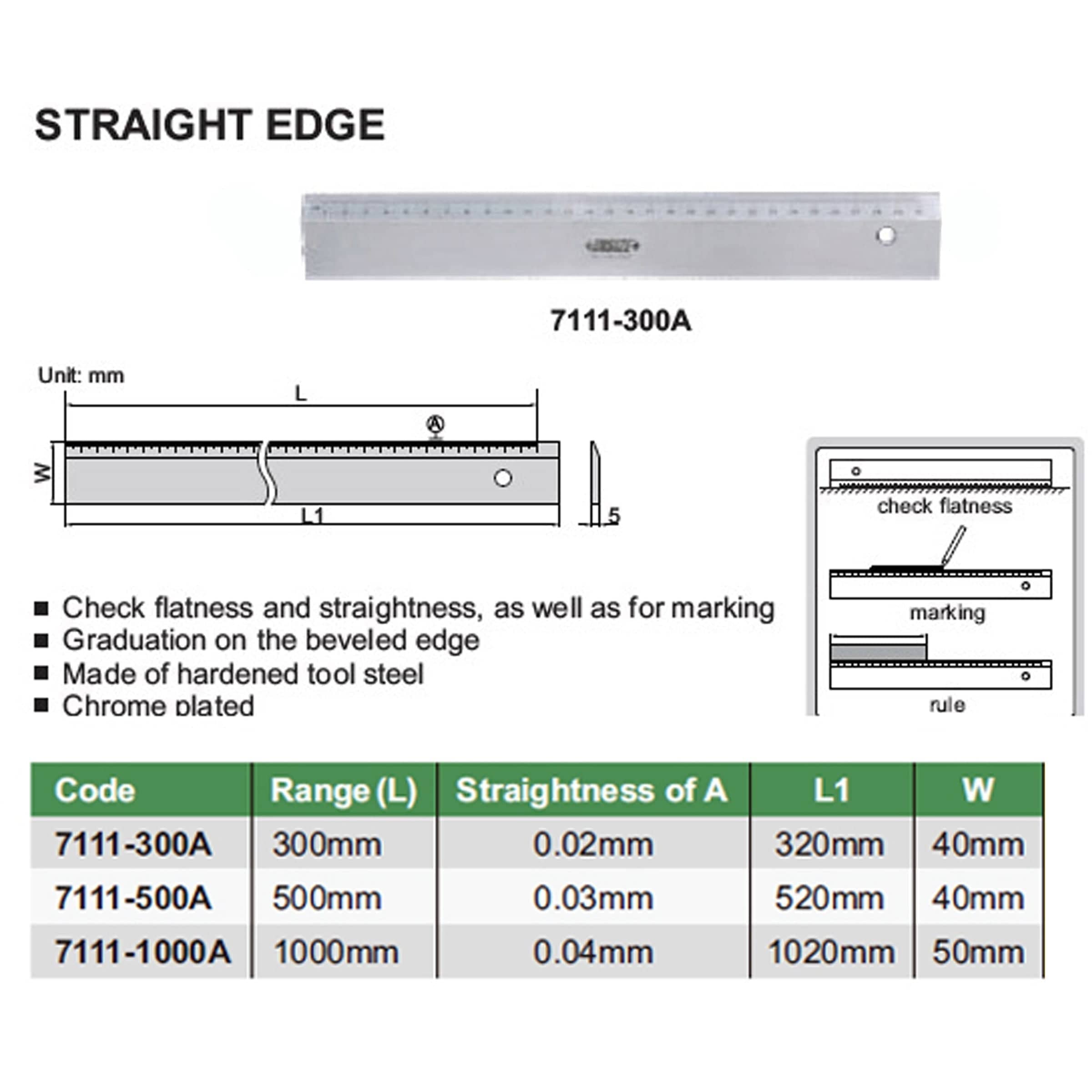 Insize Straight Edge 500mm Series 7111-500A-3
