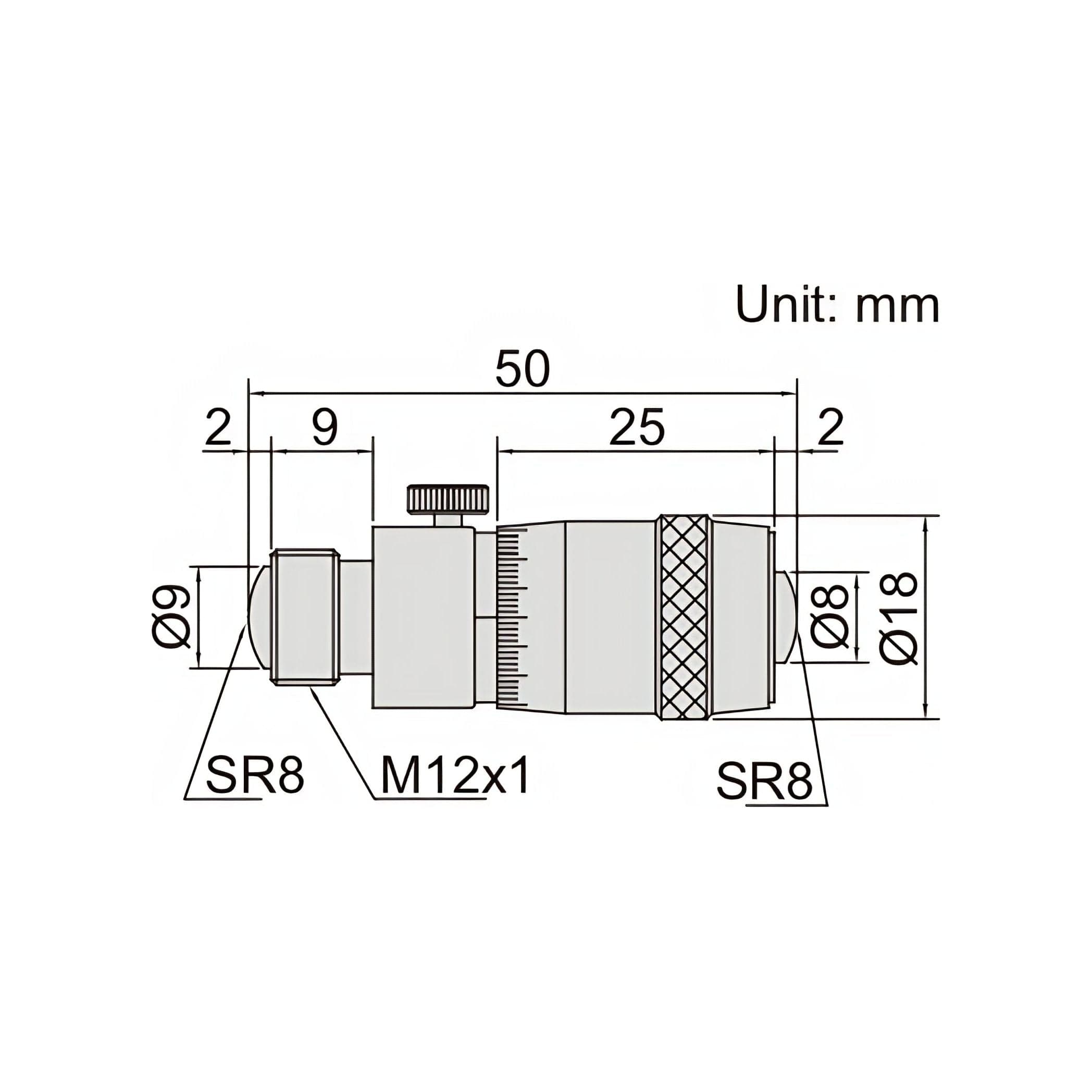 Insize Tubular Inside Micrometer 50-300mm Range Series 3222-300-4