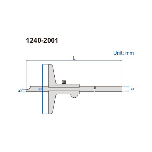 Insize Vernier Depth Gauge 0-500mm Range Series 1240-5001-3