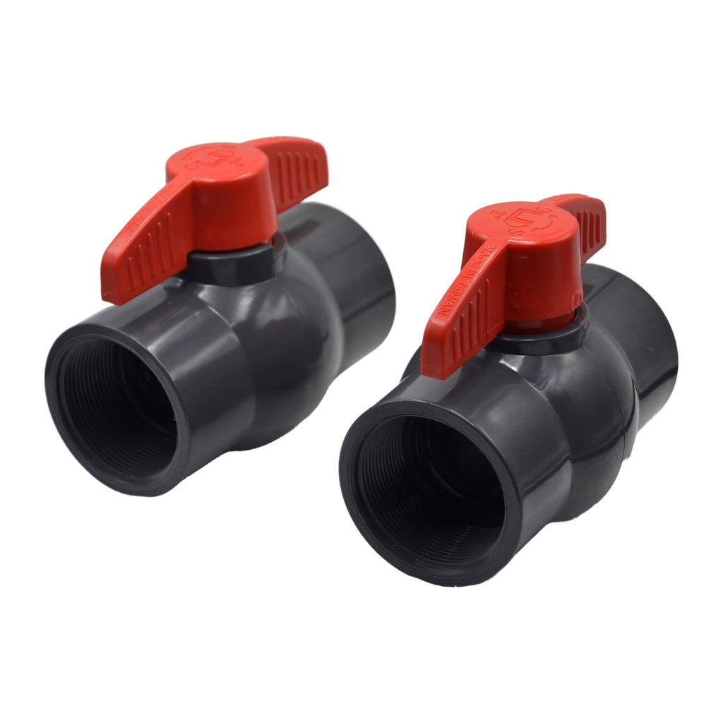 2pcs PVC Pipe Female/Female 2" BSP Thread Ball Valve-0