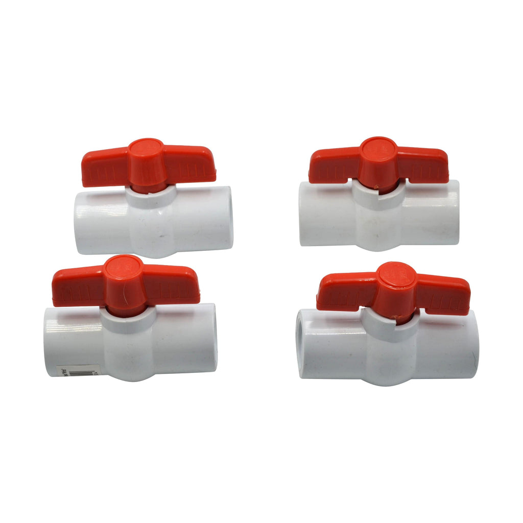4pcs PVC Pipe Female/Female 1/2" BSP Thread Ball Valve-0