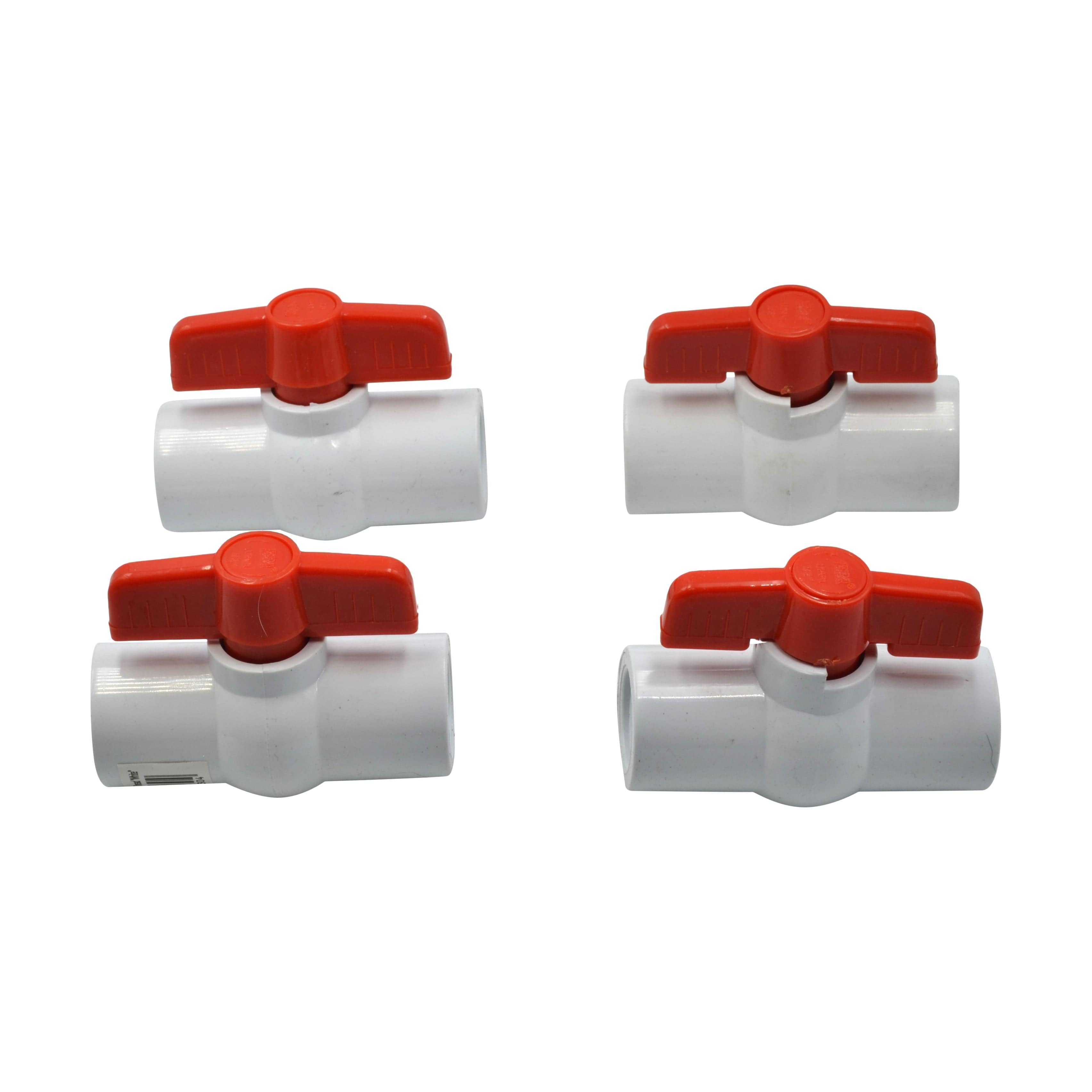 4pcs PVC Pipe Female/Female 1/2" BSP Thread Ball Valve-0