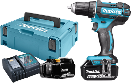 Makita ddf482rtj 18v drill/screwdriver 5.0 ah battery (2 pcs), fast charger, mbox - ddf482rtj-0