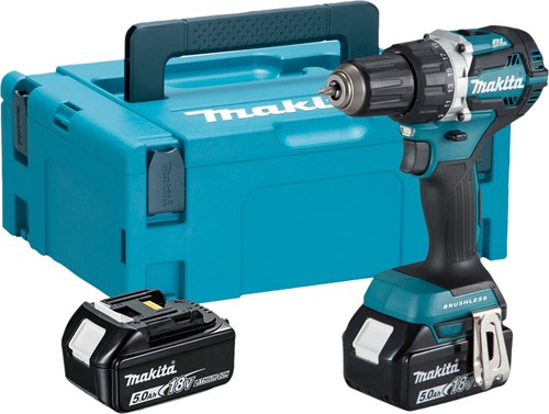 Makita ddf484rtj 18v drill/screwdriver brushless 5.0 ah battery (2 pcs), fast charger, mbox-0