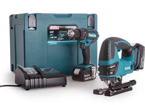 Makita dlx2134tj | dhp482 cordless impact drill + djv180 cordless jigsaw | 18v 5.0ah li-ion-0