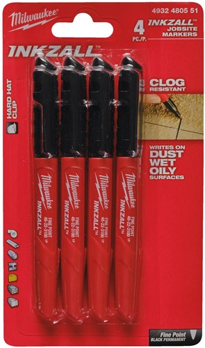 Milwaukee Accessoires inkzall markers | zwart | 4 stuks- 4932480551-0