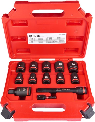 Milwaukee Accessoires Milwaukee shockwave™ krachtdoppenset 1/2 vierkant | kort | 13-delig - 4932480456-0