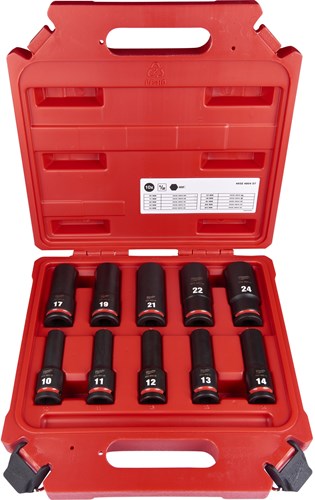 Milwaukee Accessoires Milwaukee shockwave™ krachtdoppenset 1/2 vierkant | lang | 10-delig - 4932480457-0