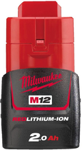 Milwaukee m12 b2 battery (12 v 2.0ah redlithium-ion) - 4932430064-0