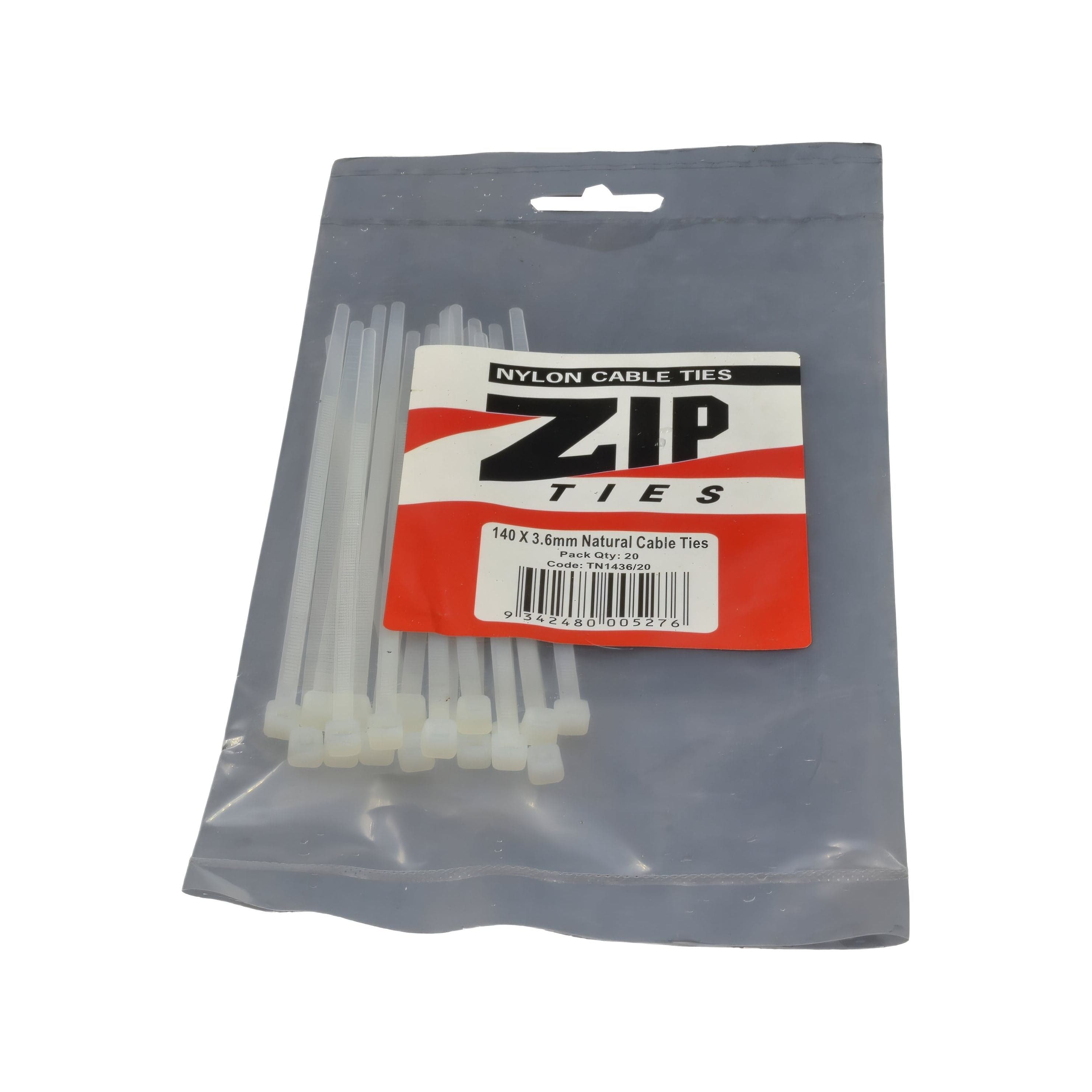 RAPTOR Natural 140mm x 3.6mm Medium Duty Cable Ties, 20 Pack-1