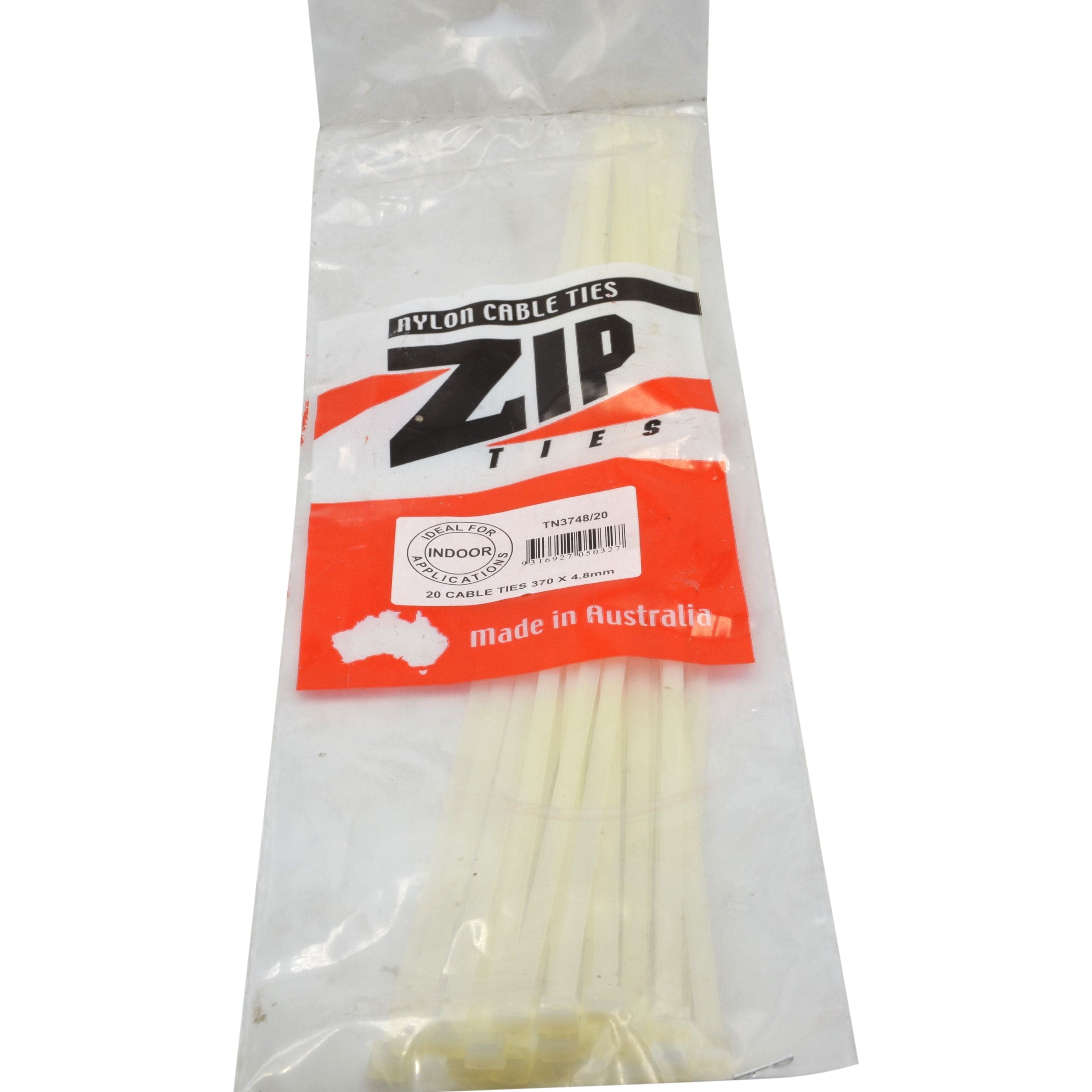 RAPTOR Natural 370mm x 4.8mm Medium Duty Cable Ties, 20 Pack-1
