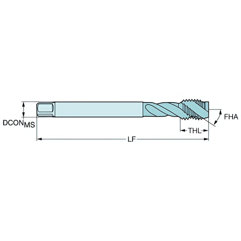 Sandvik HSS-PM Blue Spiral Flute PVD FeN coated Tap 5/8" UNC, DIN 2184-1 Long Body-1