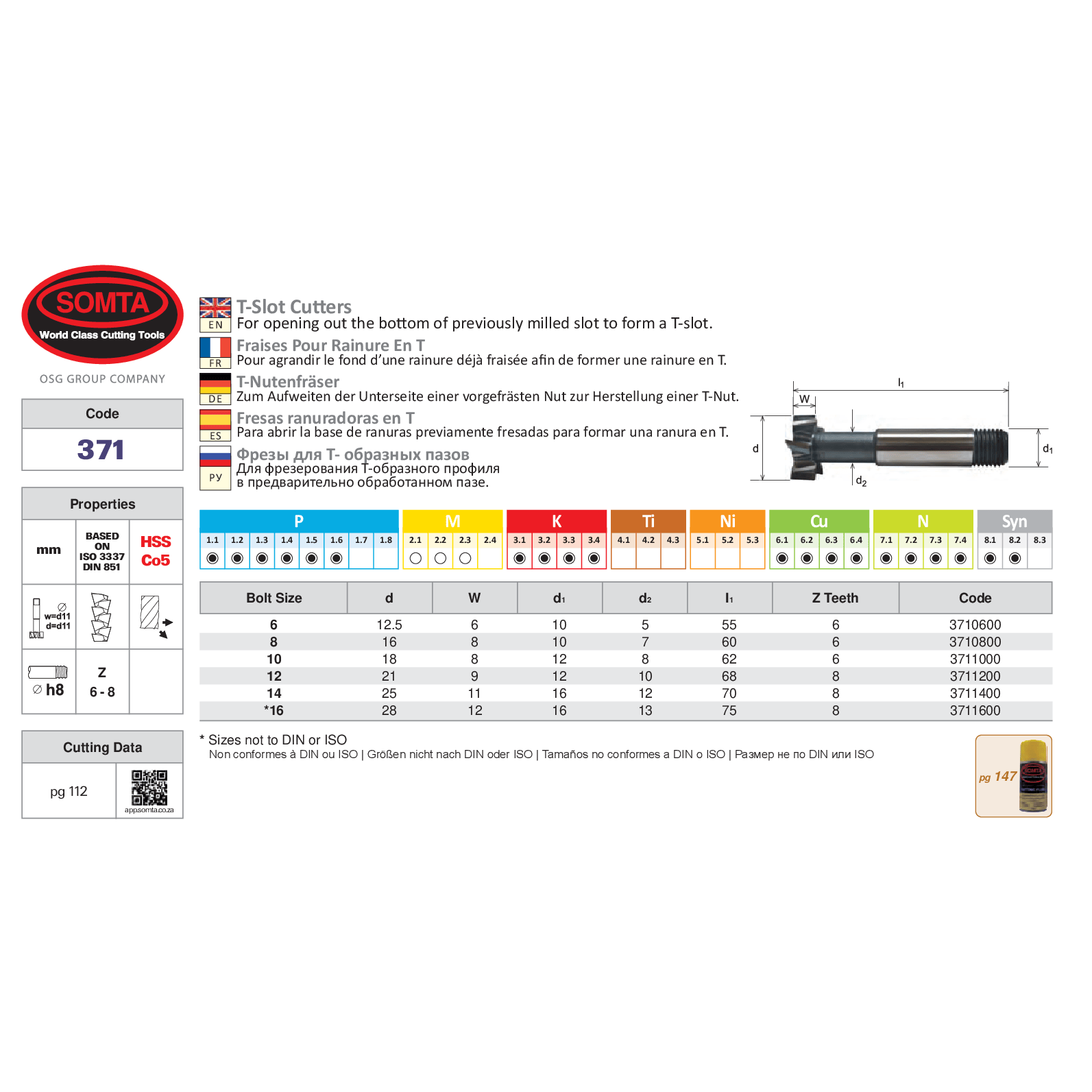 Somta Series 371 – 12.0 mm HSS-Co5 T-Slot Cutter-1