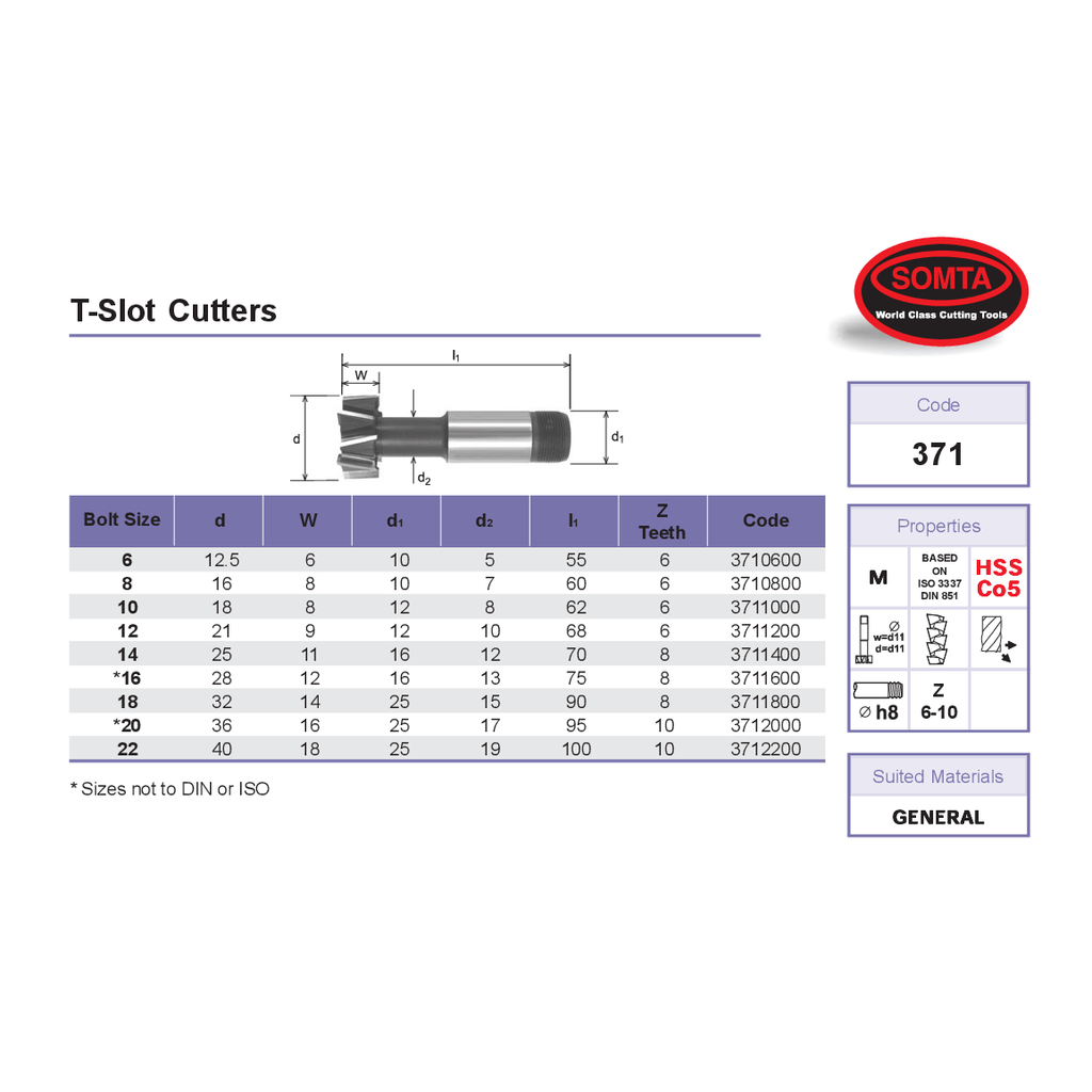 Somta Series 371 – 14MM HSS-Co T-Slot Cutter-1