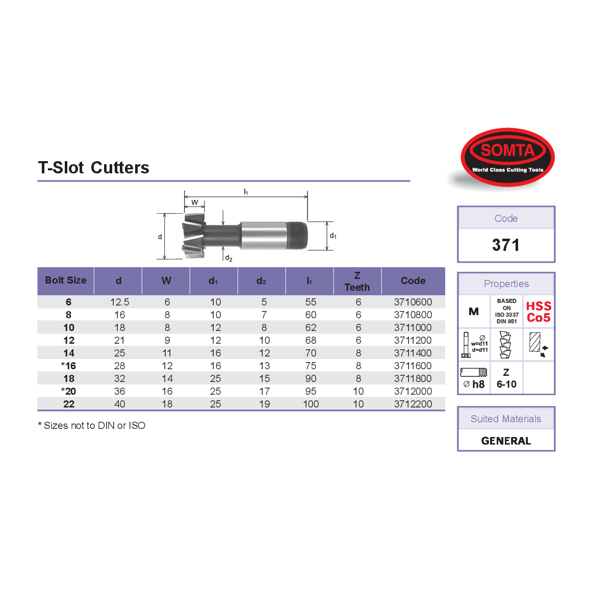 Somta Series 371 – 14MM HSS-Co T-Slot Cutter-1
