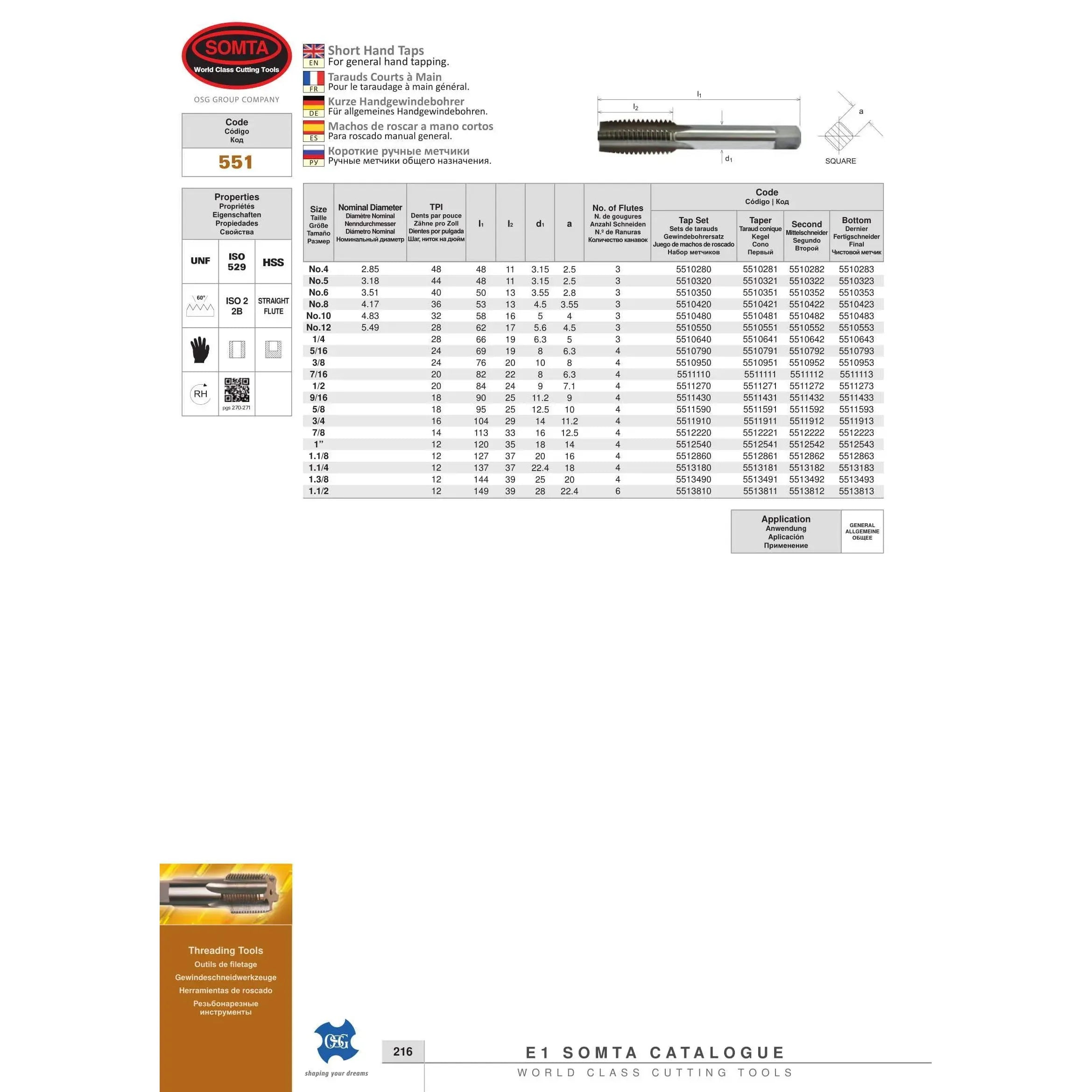 Somta Series 551 - Hss Unf Tap 1-1/8" Bottom-2