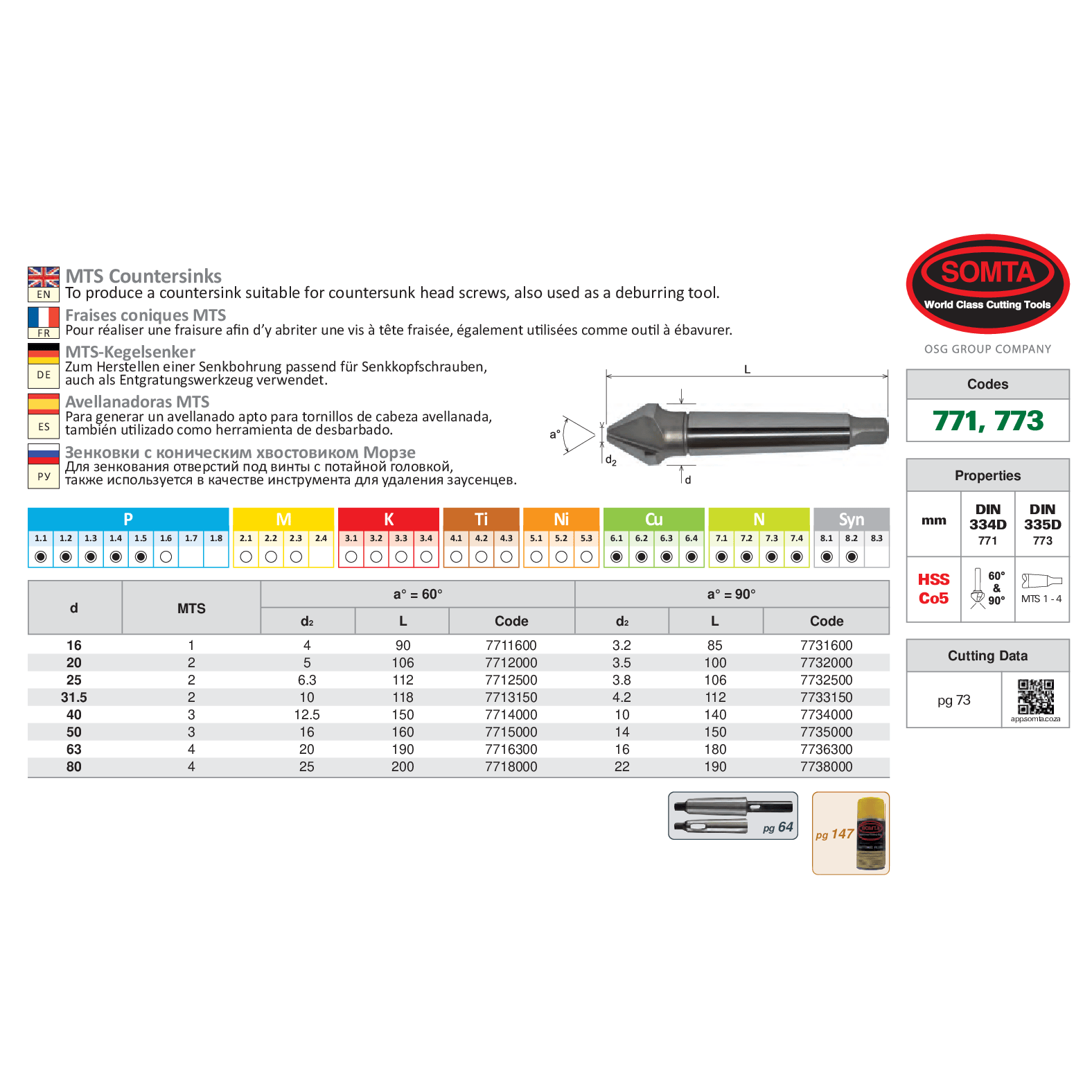 Somta Series 773 – 31.5 x 90° HSS MT2 Countersink Cutter-1