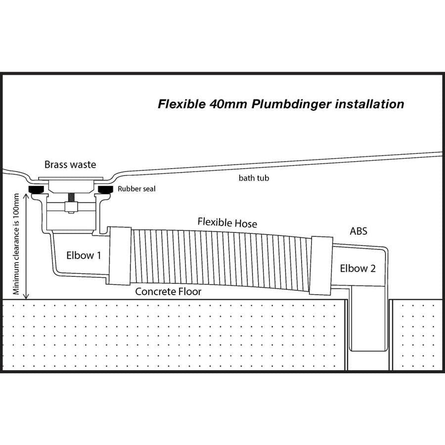 Flexible Plumbdinger - White Plated Brass Plug 40mm-1