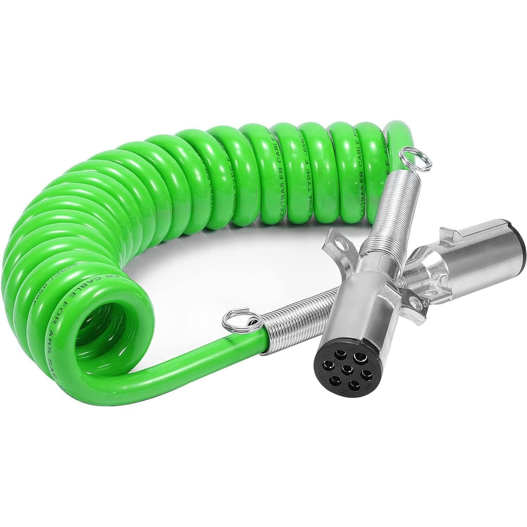 7 Way Trailer 15 FT Green ABS Spiral Electrical Power cord-1