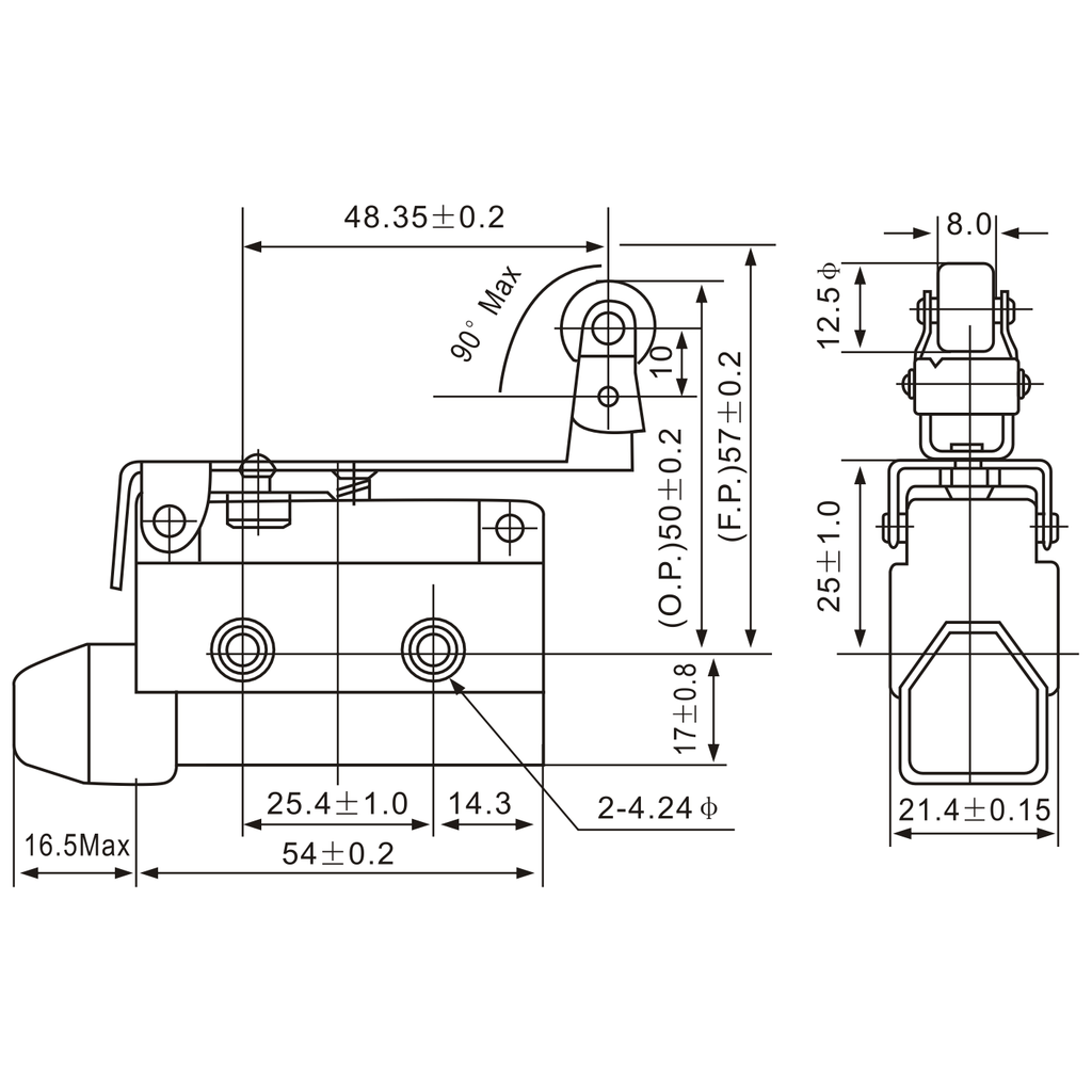 AZ-7124 Angled Lever with Roller Limit Switch-1