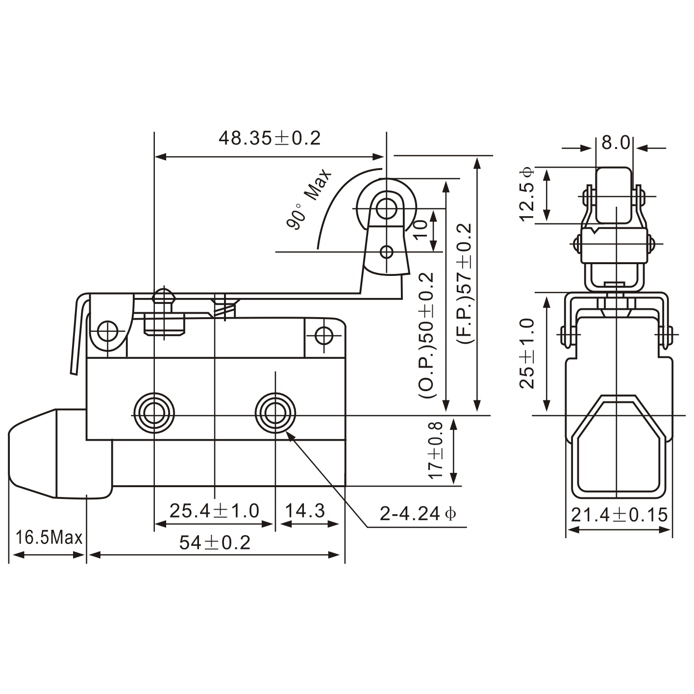 AZ-7124 Angled Lever with Roller Limit Switch-1
