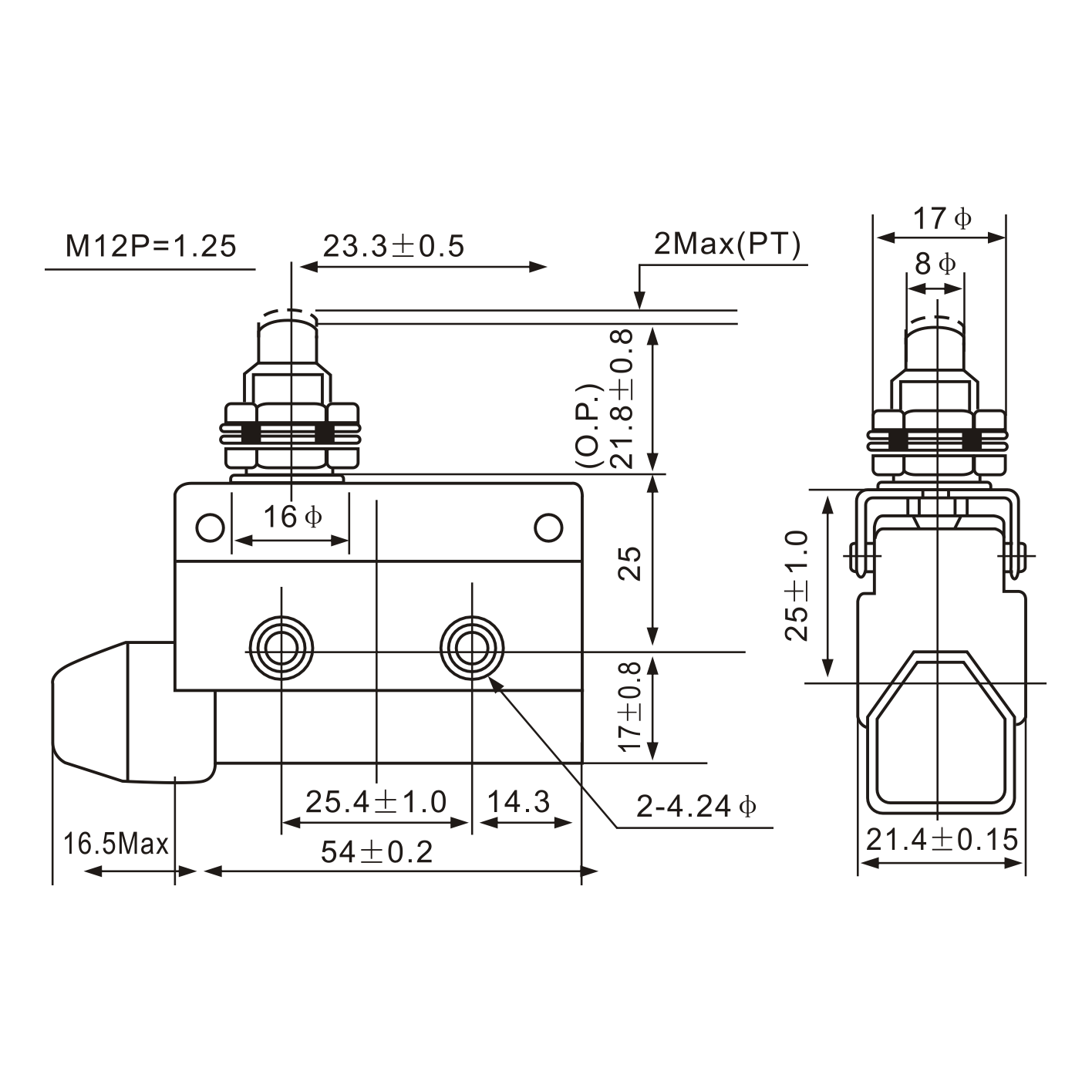 AZ-7310 Push Type, Side Mounting Limit Switch-1