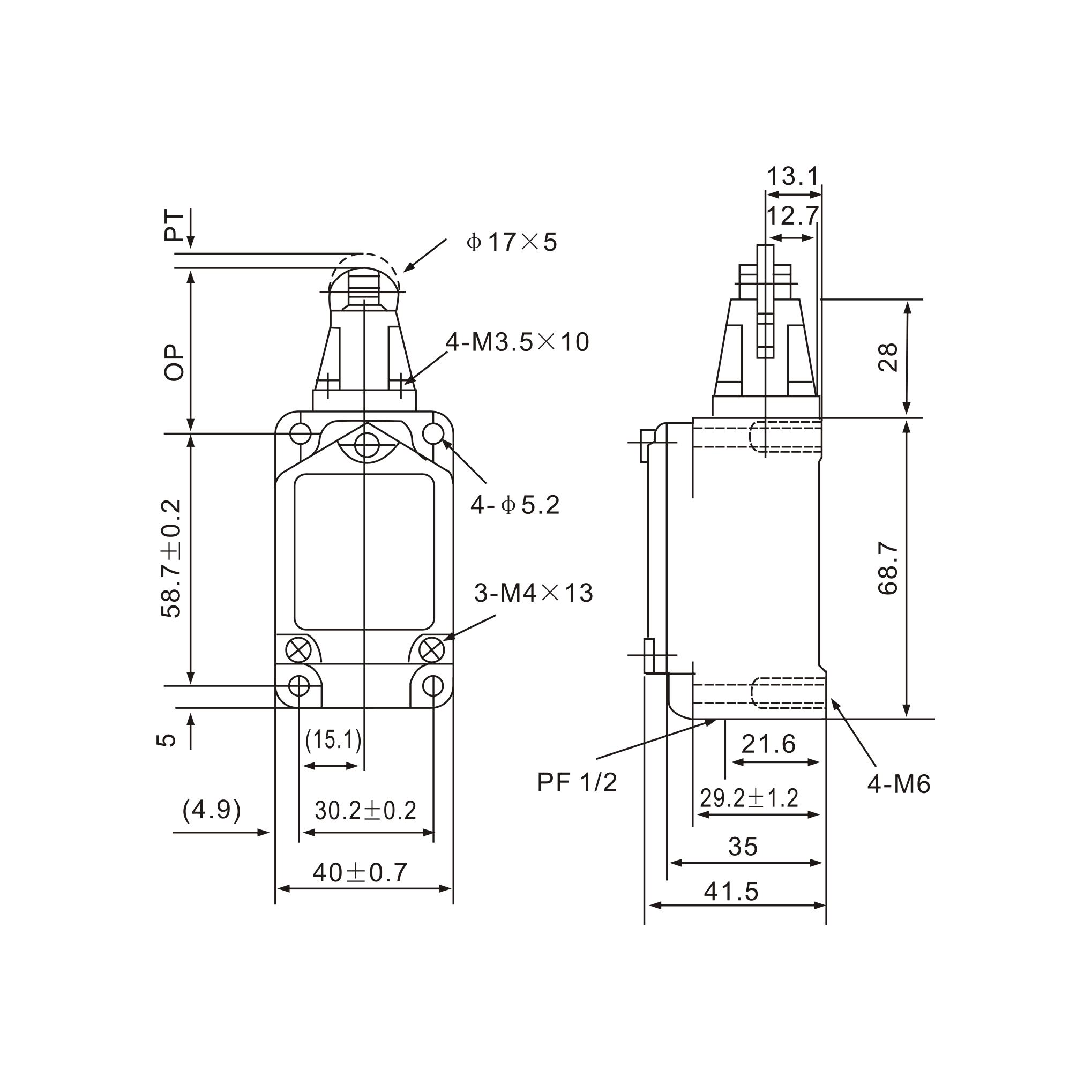 WLD2 Parallel Top-Roller Stainless Plunger Limit Switch-1