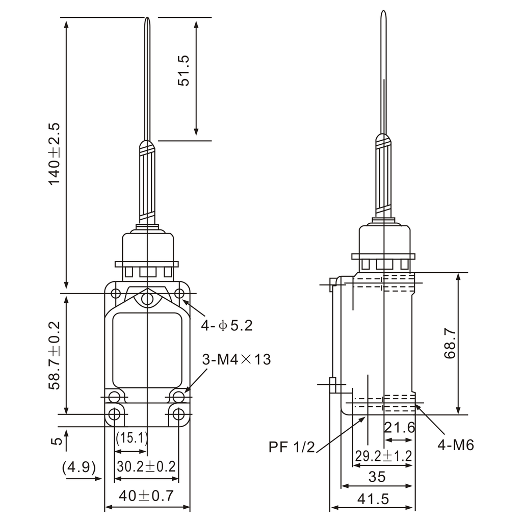 WLNJ-S2 Stainless Steel Cats Whisker Lever Limit Switch-1