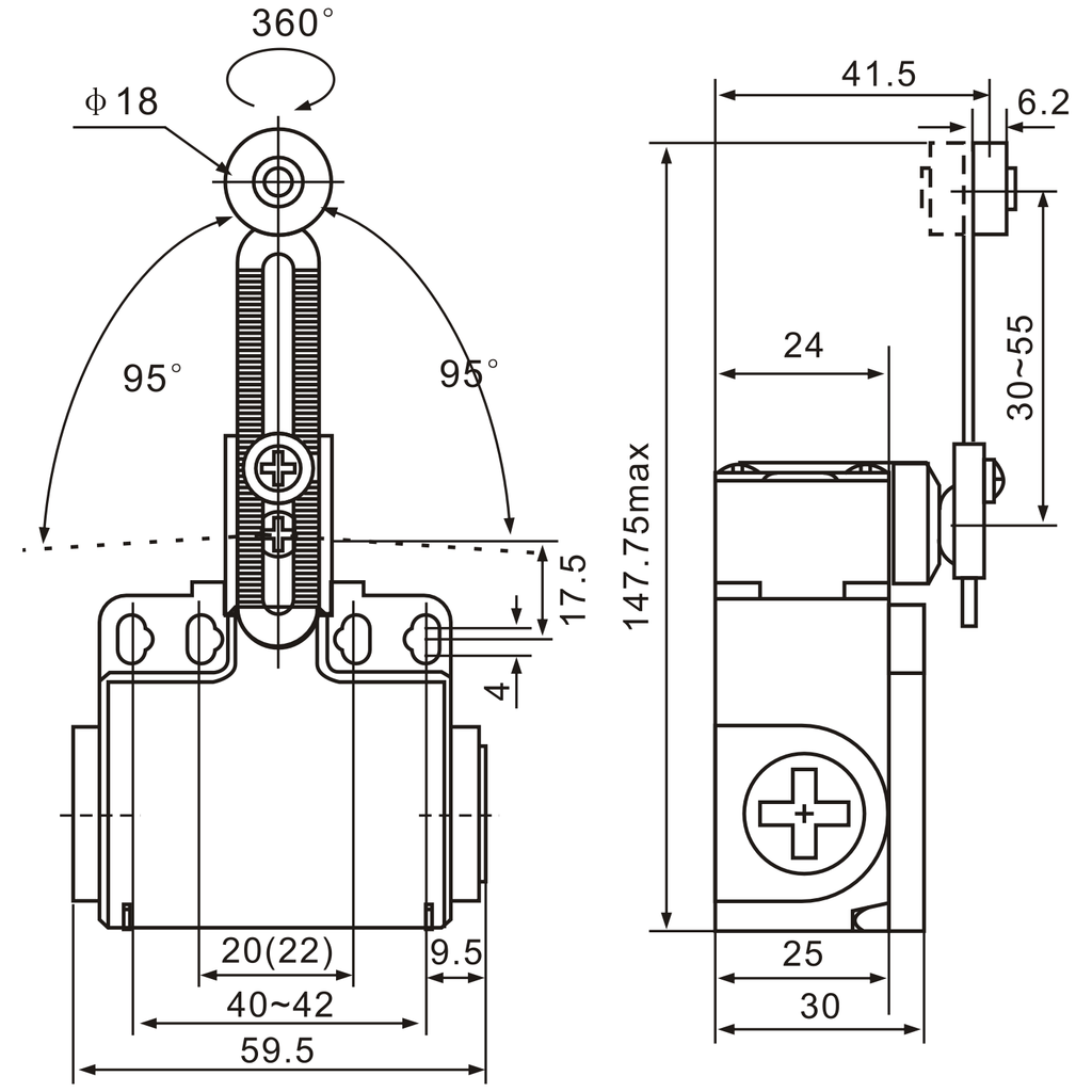 XCK-T145 Adjustable Roller Plunger with Metal & Nylon Roller Limit Switch-1