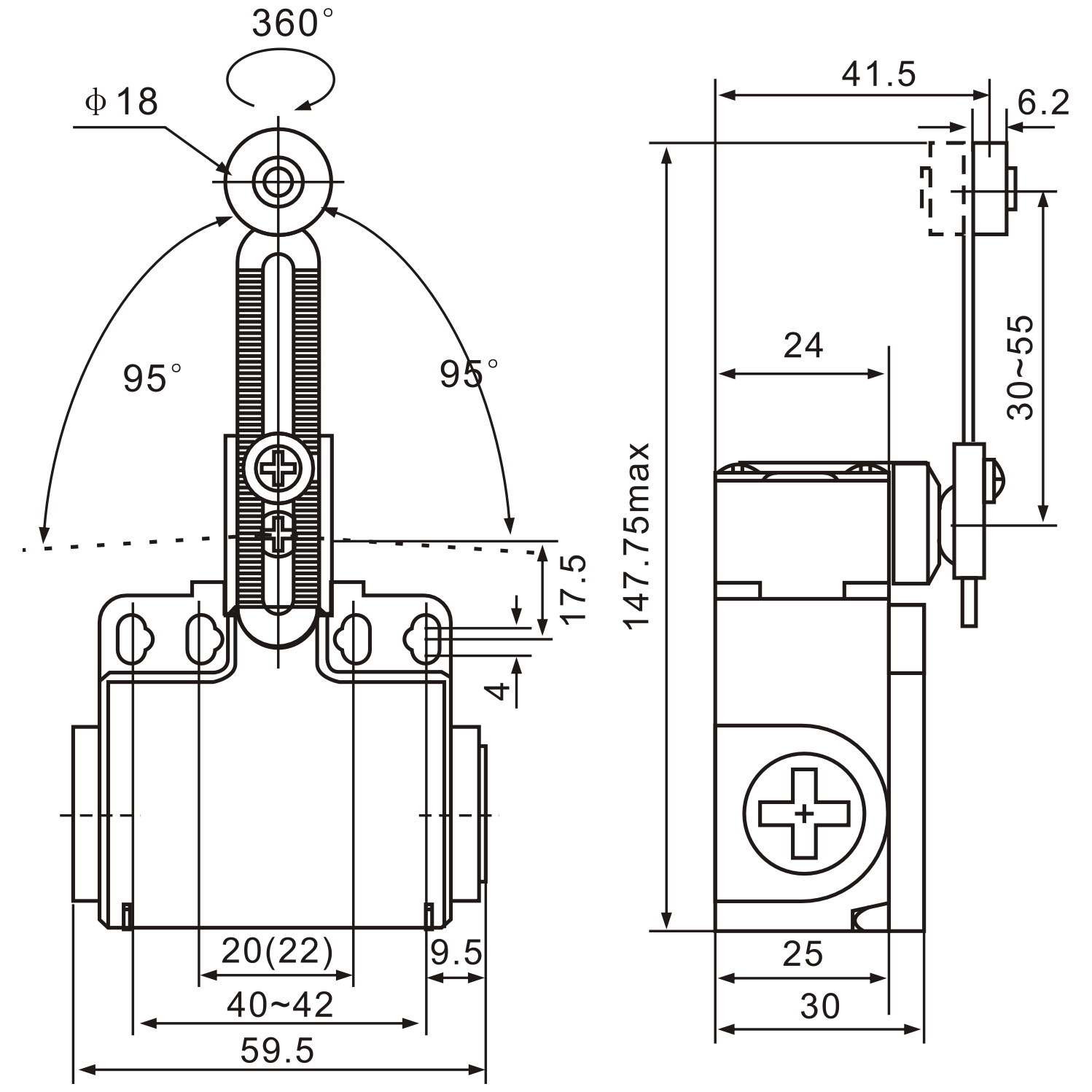 XCK-T145 Adjustable Roller Plunger with Metal & Nylon Roller Limit Switch-1