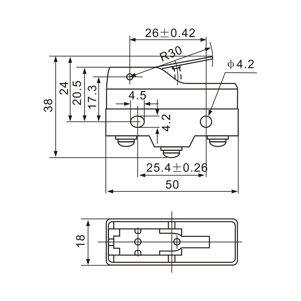 Z-15GW21-B Short Hinge, Stainless Steel Lever Micro Limit Switch-1