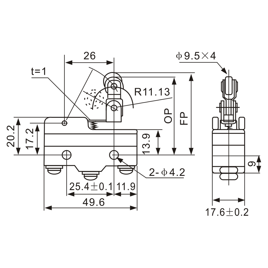 Z-15GW2277-B Screw-Action Micro Limit Switch-1