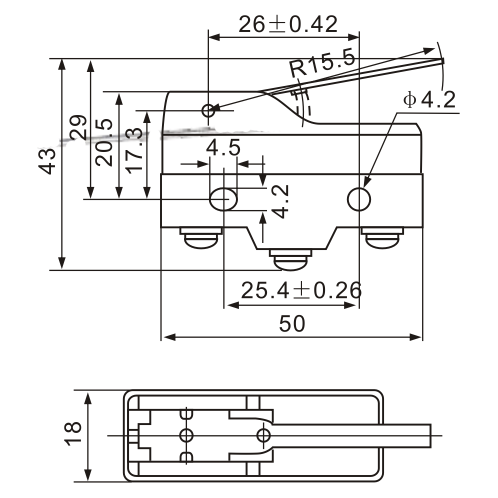 Z-15HW78-B Hinge Lever Toggle with Screw Terminals Limit Switch-1